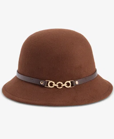 Inc International Concepts Horsebit Felt Cloche Hat, Macy's Exclusive In Chocolate