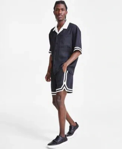 Inc International Concepts Hunter Colorblocked Shirt Shorts Created For Macys In Deep Black