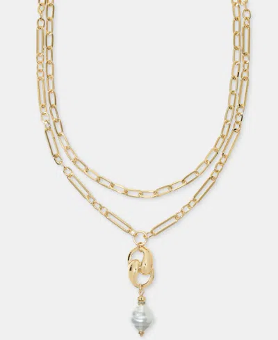 Inc International Concepts Imitation Pearl Charm Layered Lariat Necklace, 16" + 3" Extender, Macy's Exclusive In Multi