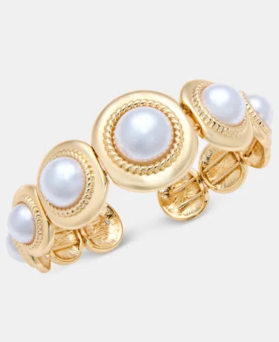 Inc International Concepts Imitation Pearl Cuff Bracelet, Macy's Exclusive In Gold