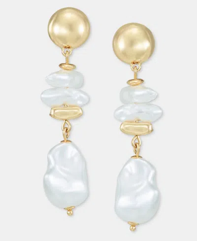 Inc International Concepts Imitation Pearl Linear Drop Earrings, Macy's Exclusive In Multi