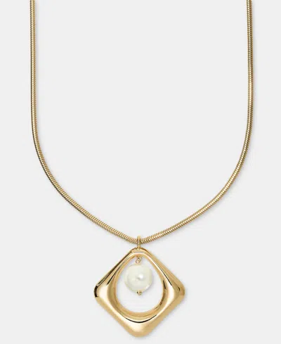 Inc International Concepts Imitation Pearl Square Orbital Pendant Necklace, 30" + 3" Extender, Macy's Exclusive In Multi