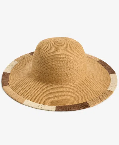 Inc International Concepts I.n.c. International Concept Embroidered Edge Straw Floppy Hat, Macy's Exclusive In Neutral