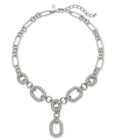 Inc International Concepts I.n.c. International Concept Pave Chain Link Lariat Necklace, 20" + 3" Extender, Created For Macy's In Silver