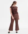 Inc International Concepts I.n.c International Plus Size Faux-leather High-rise Flared Pants, Macy's Exclusive In Brown