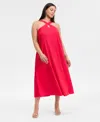 Inc International Concepts Petite Linen-blend Halter Maxi Dress, Exclusively At Macy's In Red