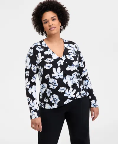 Inc International Concepts Inc Plus Size Dolman-sleeve Surplice-neck Top, Exclusively At Macy's In Rav Bloom