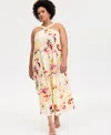 Inc International Concepts Inc Plus Size Linen-blend Printed Halter Maxi Dress, Exclusively At Macy's In Keri Bloom