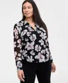 Inc International Concepts Inc Plus Size Printed Johnny Collar Knit Top, Exclusively At Macy's In Rav Blooms
