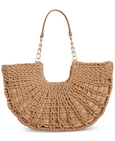 Inc International Concepts Ivah Extra-large Woven Straw Chain Tote, Created For Macy's In Natural Straw
