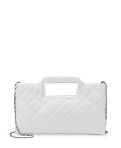 Inc International Concepts Juditth Handle Quilted Clutch, Created For Macy's In Vanilla,silver