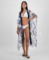 Inc International Concepts Jungle-print Open Duster Cover-up With Shine, Exclusively At Macy's