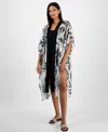 Inc International Concepts Jungle-print Open Duster Cover-up With Shine, Exclusively At Macy's