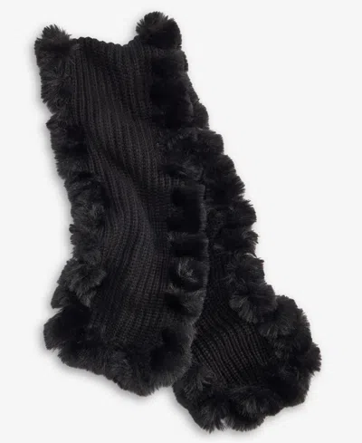 Inc International Concepts Knit Muffler With Faux Fur Trim, Macy's Exclusive In Black
