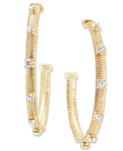 Inc International Concepts Large Pave Studded Snake Chain C-hoop Earrings, 2.15", Created For Macy's In Gold