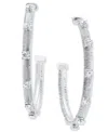 INC INTERNATIONAL CONCEPTS LARGE PAVE STUDDED SNAKE CHAIN C-HOOP EARRINGS, 2.15", CREATED FOR MACY'S