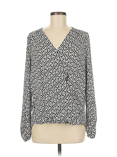 Pre-owned Inc International Concepts Long Sleeve Blouse In Black