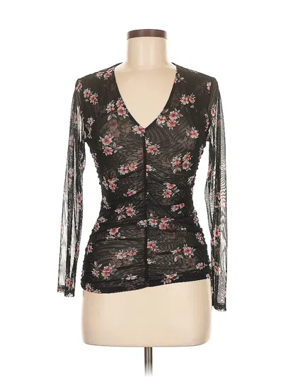 Pre-owned Inc International Concepts Long Sleeve Blouse In Black