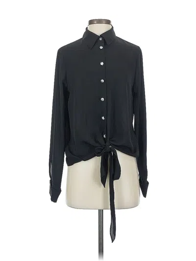 Pre-owned Inc International Concepts Long Sleeve Blouse In Black