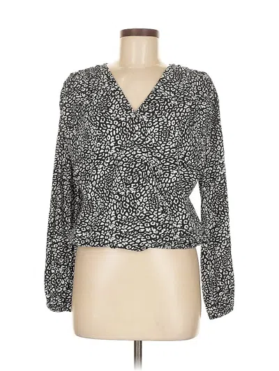 Pre-owned Inc International Concepts Long Sleeve Blouse In Black