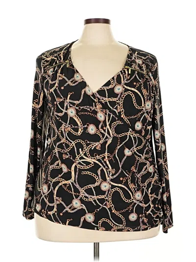Pre-owned Inc International Concepts Long Sleeve Blouse In Black