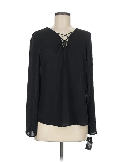 Pre-owned Inc International Concepts Long Sleeve Blouse In Black