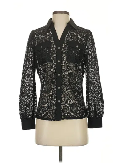 Pre-owned Inc International Concepts Long Sleeve Blouse In Black