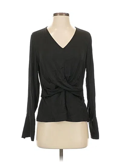Pre-owned Inc International Concepts Long Sleeve Blouse In Black
