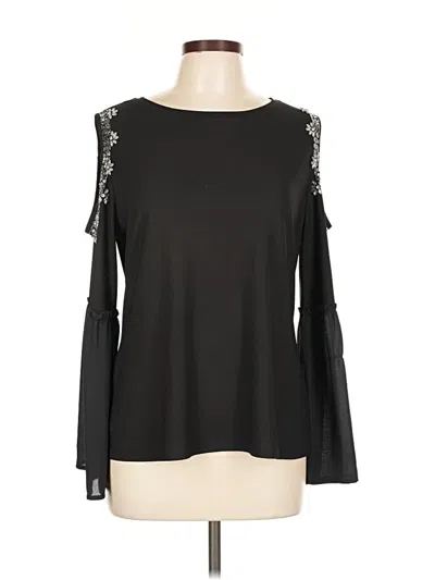 Pre-owned Inc International Concepts Long Sleeve Blouse In Black