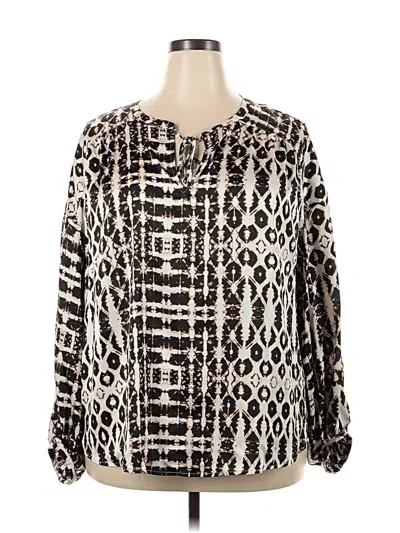 Pre-owned Inc International Concepts Long Sleeve Blouse In Black