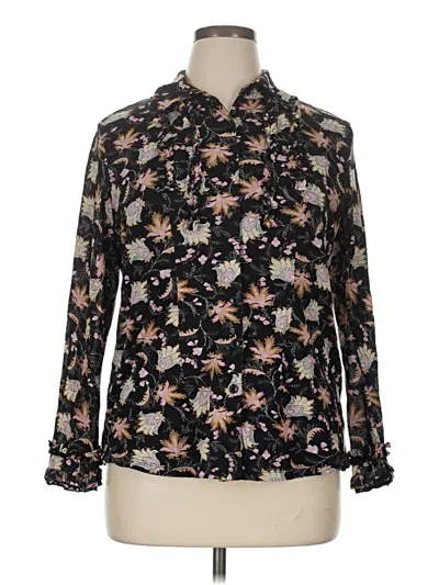 Pre-owned Inc International Concepts Long Sleeve Blouse In Black