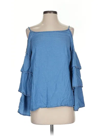 Pre-owned Inc International Concepts Long Sleeve Blouse In Blue