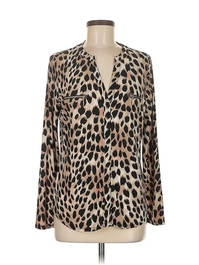 Pre-owned Inc International Concepts Long Sleeve Blouse In Brown