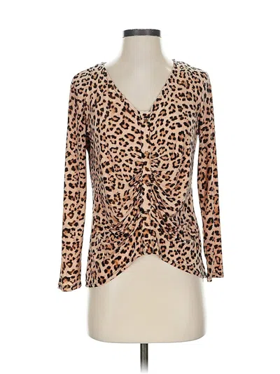 Pre-owned Inc International Concepts Long Sleeve Blouse In Brown