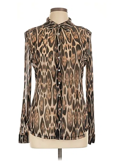 Pre-owned Inc International Concepts Long Sleeve Blouse In Brown