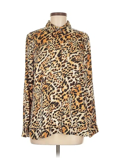 Pre-owned Inc International Concepts Long Sleeve Blouse In Gold