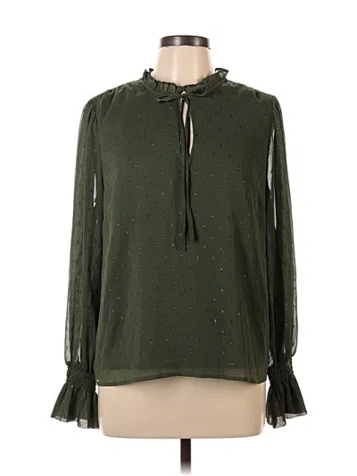 Pre-owned Inc International Concepts Long Sleeve Blouse In Green
