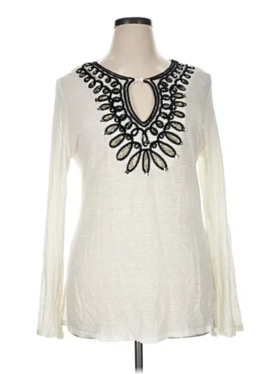 Pre-owned Inc International Concepts Long Sleeve Blouse In Ivory