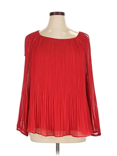 Pre-owned Inc International Concepts Long Sleeve Blouse In Red
