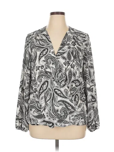 Pre-owned Inc International Concepts Long Sleeve Blouse In Silver