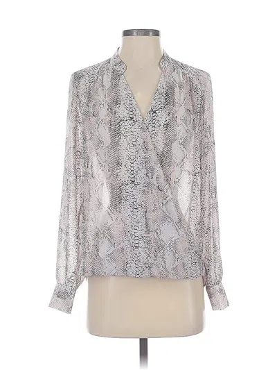 Pre-owned Inc International Concepts Long Sleeve Blouse In Silver
