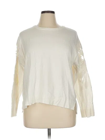 Pre-owned Inc International Concepts Long Sleeve T-shirt In White