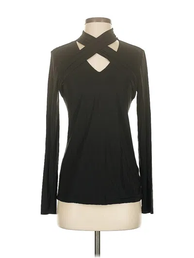 Pre-owned Inc International Concepts Long Sleeve Top Black Keyhole Neckline Tops
