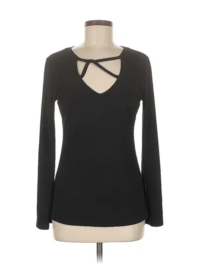 Pre-owned Inc International Concepts Long Sleeve Top Black Keyhole Neckline Tops