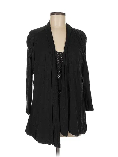 Pre-owned Inc International Concepts Long Sleeve Top Black Plunge Neckline Tops
