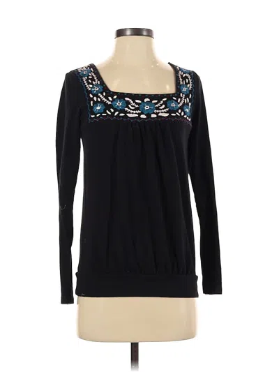 Pre-owned Inc International Concepts Long Sleeve Top Black Sweetheart Neckline Tops