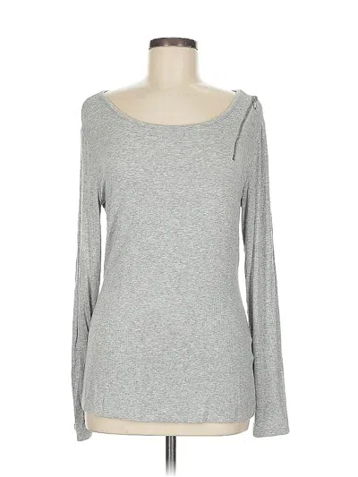 Pre-owned Inc International Concepts Long Sleeve Top Gray Boatneck Tops