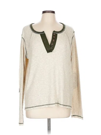 Pre-owned Inc International Concepts Long Sleeve Top Yellow V Neck Tops