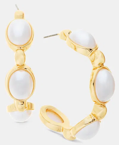 Inc International Concepts Medium Imitation Pearl C-hoop Earrings, 1.8", Macy's Exclusive In Gold