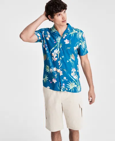 Inc International Concepts Men's Antonio Regular-fit Floral Button-down Camp Shirt, Created For Macy's In Atlantic Coast